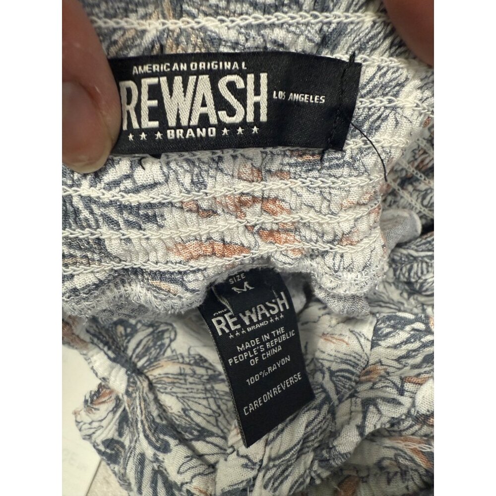 REWASH Los Angeles Tropical Palm Print Wide Leg Palazzo Pants Size M Gray & Cora - Picture 5 of 5